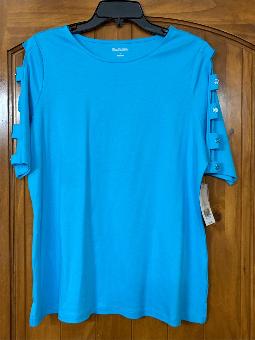 Kim Rogers Bright Blue Cold Shoulder Cut-Out Top - Size L
